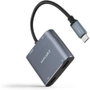 Nanocable Conversor USB-C a 2xHDMI/USB 2.0/PD Gris, 15 cm